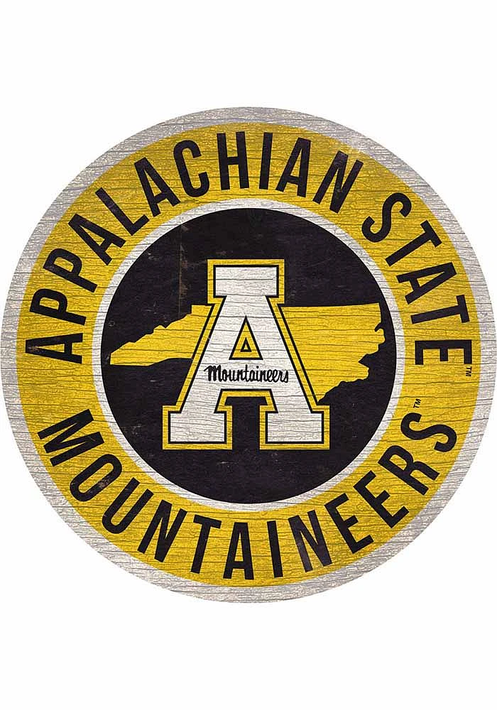 Appalachian State Mountaineers 12 in Circle State Sign - Black