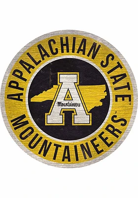 Appalachian State Mountaineers 12 in Circle State Sign - Black