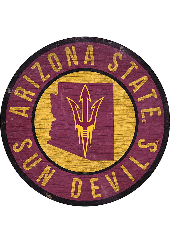 Arizona State Sun Devils 12 in Circle State Sign - Red