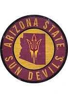 Arizona State Sun Devils 12 in Circle State Sign - Red