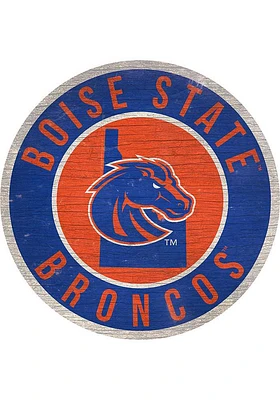 Boise State Broncos 12 in Circle State Sign - Blue