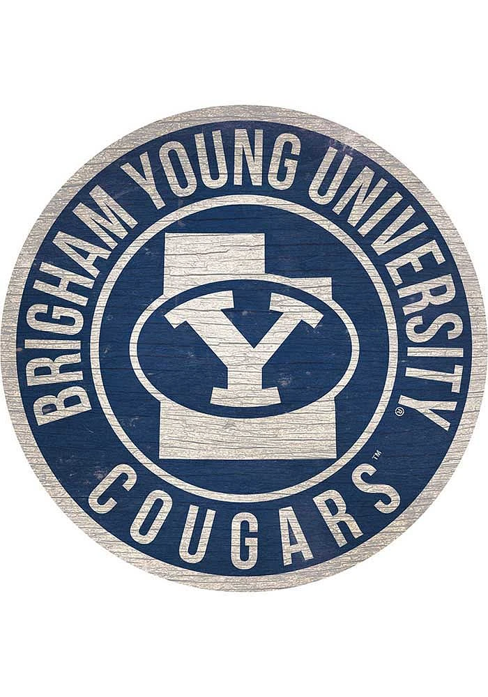BYU Cougars 12 in Circle State Sign - Blue