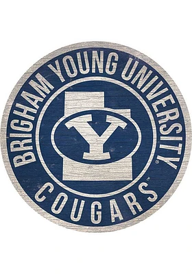 BYU Cougars 12 in Circle State Sign - Blue