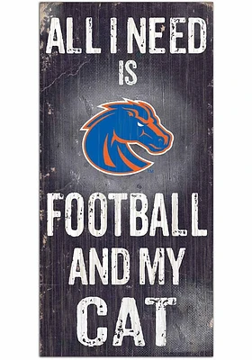 Boise State Broncos Football and My Cat Sign - Blue