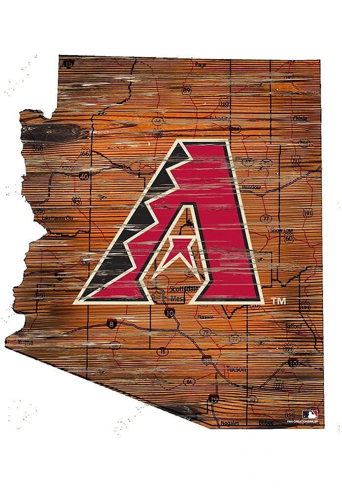 Arizona Diamondbacks Distressed State 24 Inch Sign - Brown