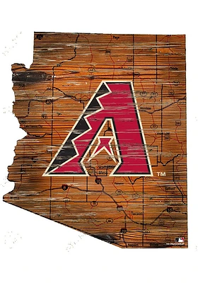 Arizona Diamondbacks Distressed State 24 Inch Sign - Brown