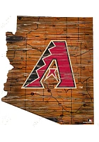 Arizona Diamondbacks Distressed State 24 Inch Sign - Brown
