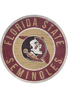 Florida State Seminoles 12 in Circle State Sign - Red
