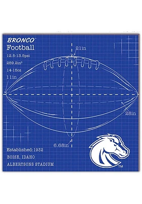Boise State Broncos Ball Blueprint Sign - Blue