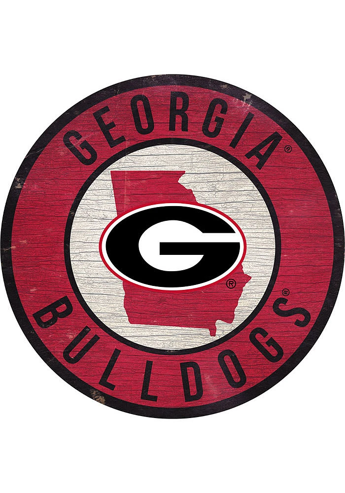 Georgia Bulldogs 12 in Circle State Sign - Red
