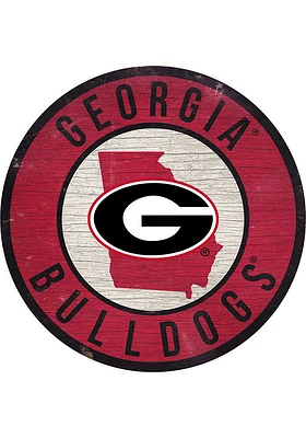 Georgia Bulldogs 12 in Circle State Sign - Red