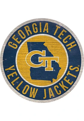GA Tech Yellow Jackets 12 in Circle State Sign - Gold
