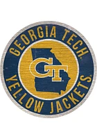 GA Tech Yellow Jackets 12 in Circle State Sign - Gold