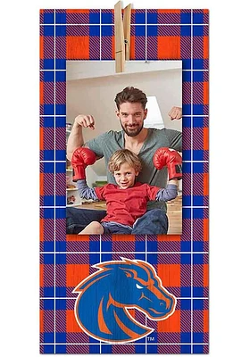 Boise State Broncos Plaid Clothespin Sign - Blue