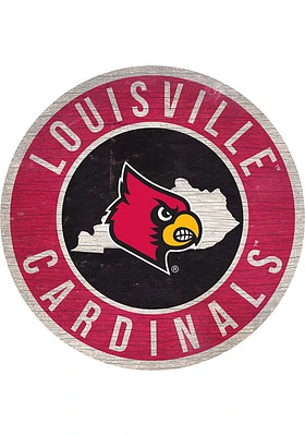 Louisville Cardinals 12 in Circle State Sign - Red