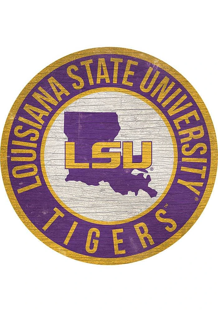 LSU Tigers 12 in Circle State Sign - Purple