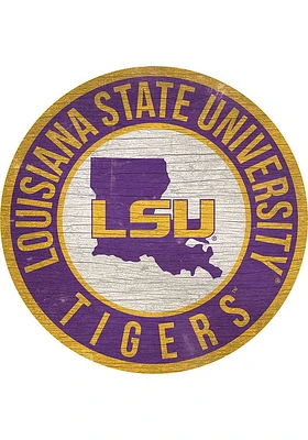 LSU Tigers 12 in Circle State Sign - Purple