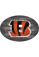 Cincinnati Bengals 46in Distressed Wood Oval Sign