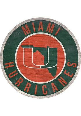 Miami Hurricanes 12 in Circle State Sign - Orange