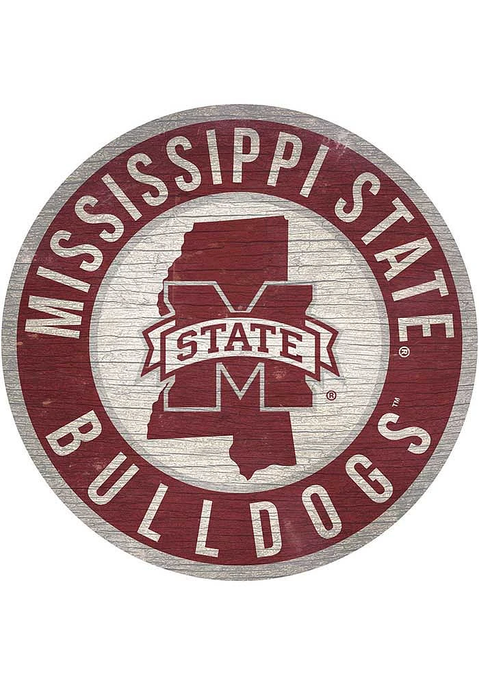Mississippi State Bulldogs 12 in Circle State Sign - Red