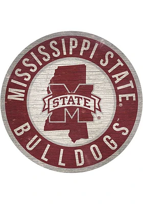 Mississippi State Bulldogs 12 in Circle State Sign - Red