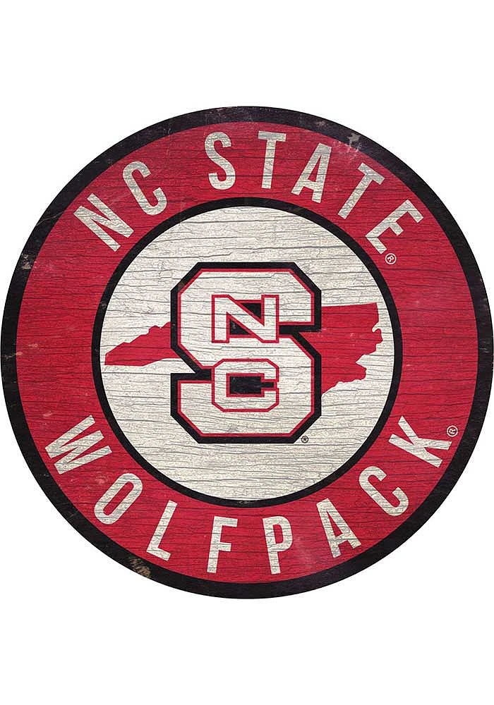 NC State Wolfpack 12 in Circle State Sign - Red
