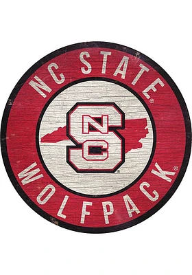 NC State Wolfpack 12 in Circle State Sign - Red