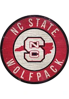 NC State Wolfpack 12 in Circle State Sign - Red