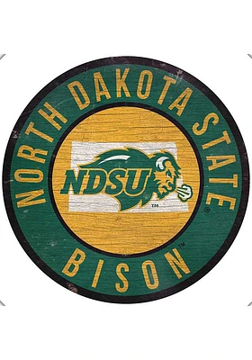 North Dakota State Bison 12 in Circle State Sign - Yellow