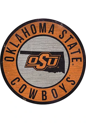 Oklahoma State Cowboys 12 in Circle State Sign - Orange