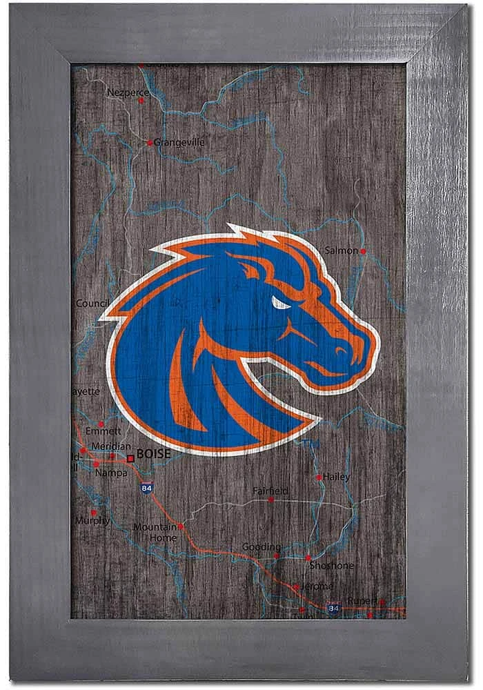 Boise State Broncos City Map Sign - Blue