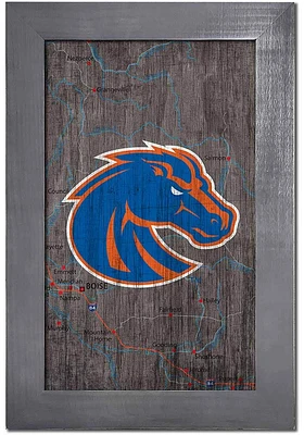 Boise State Broncos City Map Sign - Blue