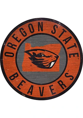 Oregon State Beavers 12 in Circle State Sign - Orange