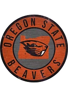 Oregon State Beavers 12 in Circle State Sign - Orange