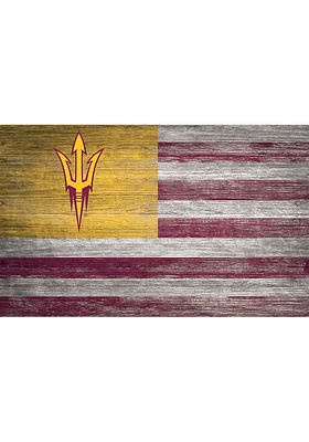 Arizona State Sun Devils Distressed Flag 11x19 Sign - Blue