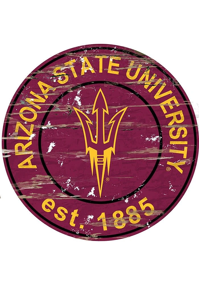 Arizona State Sun Devils Established Date Circle 24 Inch Sign - Red