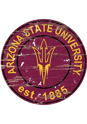 Arizona State Sun Devils Established Date Circle 24 Inch Sign - Red