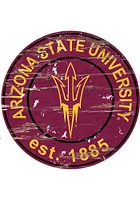 Arizona State Sun Devils Established Date Circle 24 Inch Sign - Red