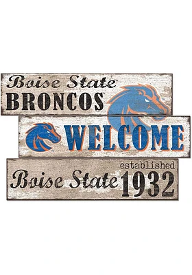 Boise State Broncos Welcome 3 Plank Sign - Blue