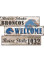 Boise State Broncos Welcome 3 Plank Sign - Blue