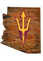 Arizona State Sun Devils Distressed State 24 Inch Sign - Brown