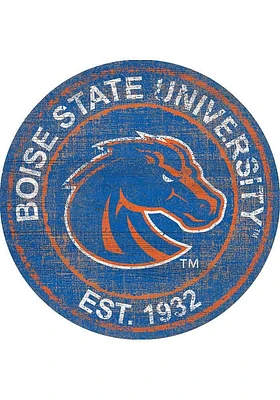 Boise State Broncos Round Heritage Logo Sign - Blue