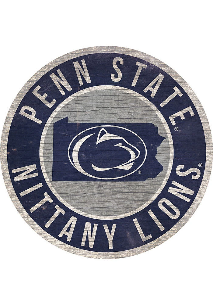 Penn State Nittany Lions 12 in Circle State Sign - Blue