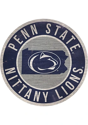 Penn State Nittany Lions 12 in Circle State Sign - Blue