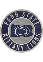 Penn State Nittany Lions 12 in Circle State Sign - Blue
