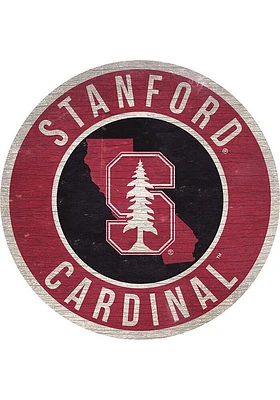 Stanford Cardinal 12 in Circle State Sign - Red