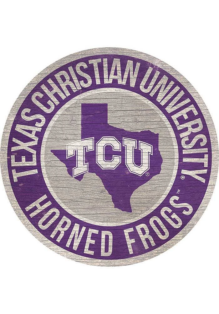 TCU Horned Frogs 12 in Circle State Sign - Purple