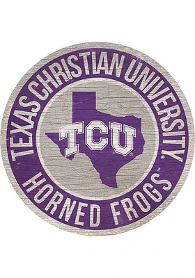 TCU Horned Frogs 12 in Circle State Sign - Purple