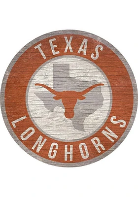 Texas Longhorns 12 in Circle State Sign - Burnt Orange
