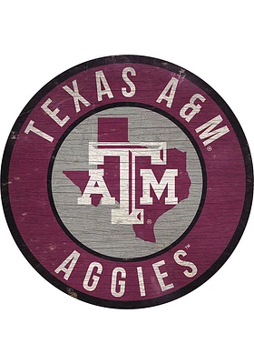 Texas A&M Aggies 12 in Circle State Sign - Red